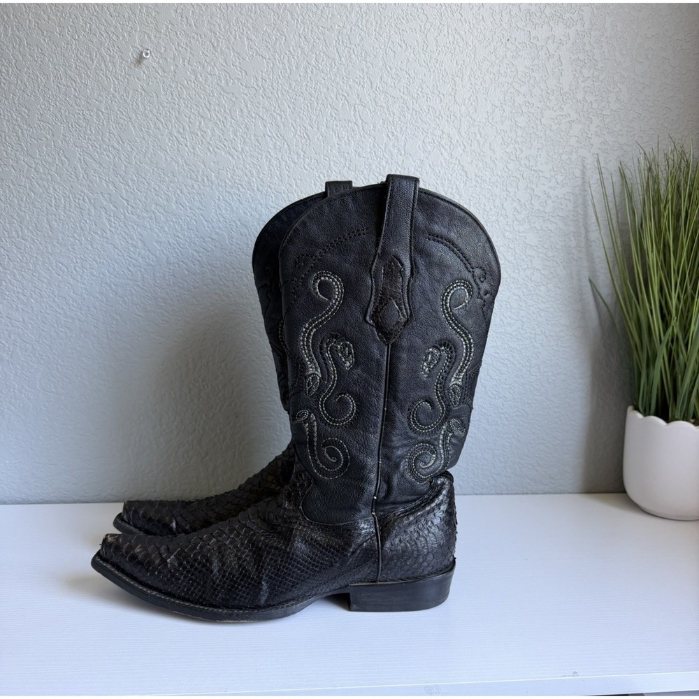Cuadra Black Genuine Python Snakeskin Cowboy Boots Men's US 11 MX 30 Mexico - Picture 9 of 12